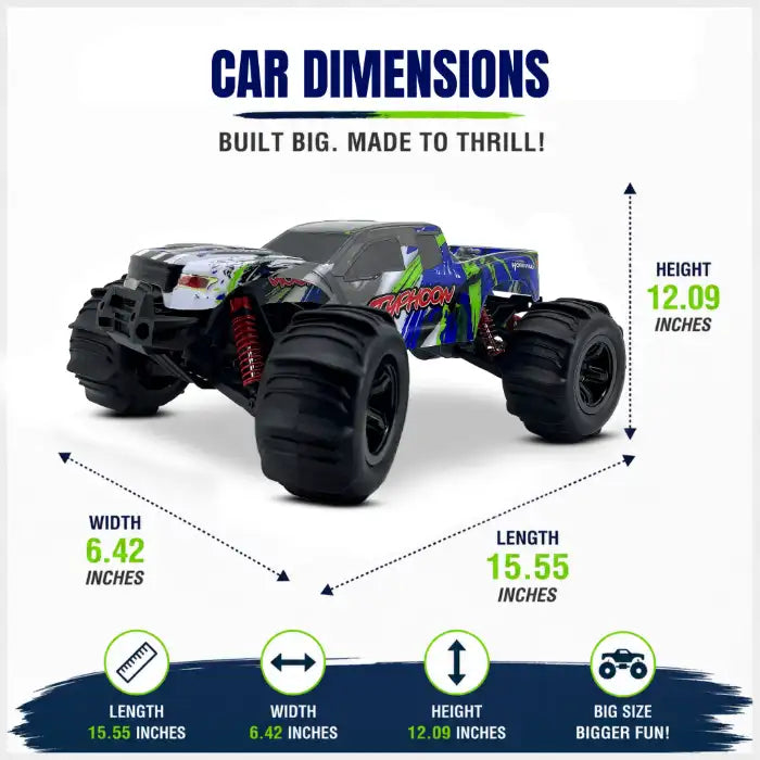 MYTOYS Hobbiway Typhoon MT660 1/10 4WD RTR High Speed RC Monster Truck - Off-Road & Sand Tyre Editions