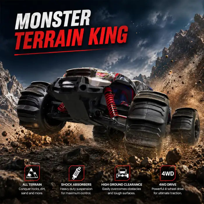 MYTOYS Hobbiway Typhoon MT660 1/10 4WD RTR High Speed RC Monster Truck - Off-Road & Sand Tyre Editions