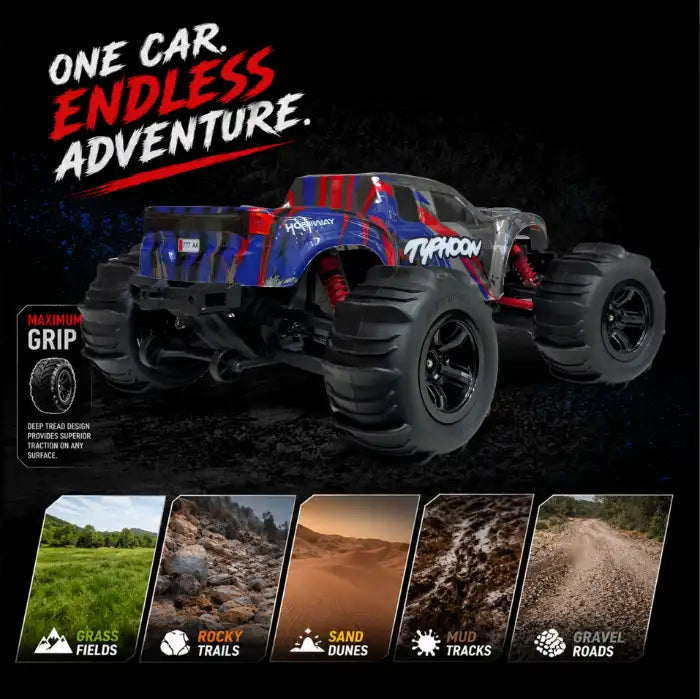 MYTOYS Hobbiway Typhoon MT660 1/10 4WD RTR High Speed RC Monster Truck - Off-Road & Sand Tyre Editions