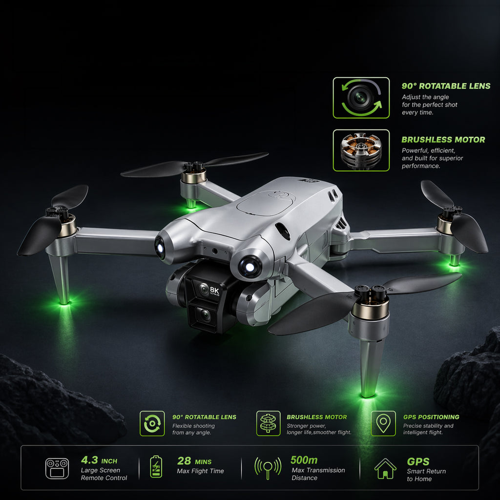 MYTOYS DJW-M4 Ultra 8K GPS Drone with Screen Remote, 28 Min Flight Time, Brushless Motor, Foldable RC Quadcopter
