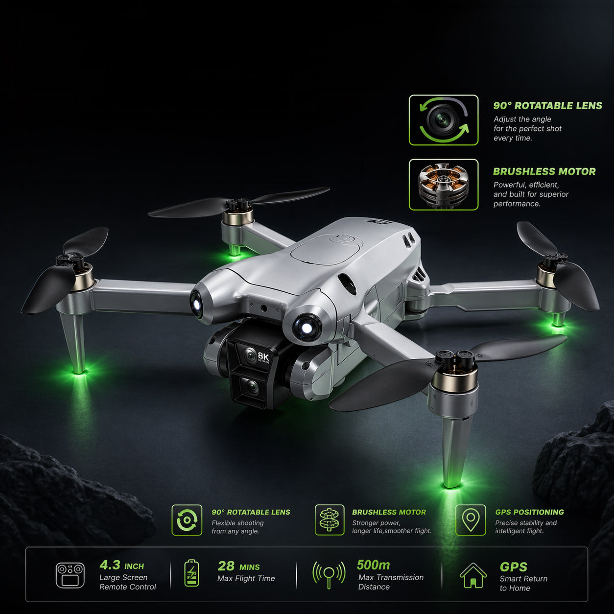 MYTOYS DJW-M4 Ultra 8K GPS Drone with Screen Remote, 28 Min Flight Time, Brushless Motor, Foldable RC Quadcopter