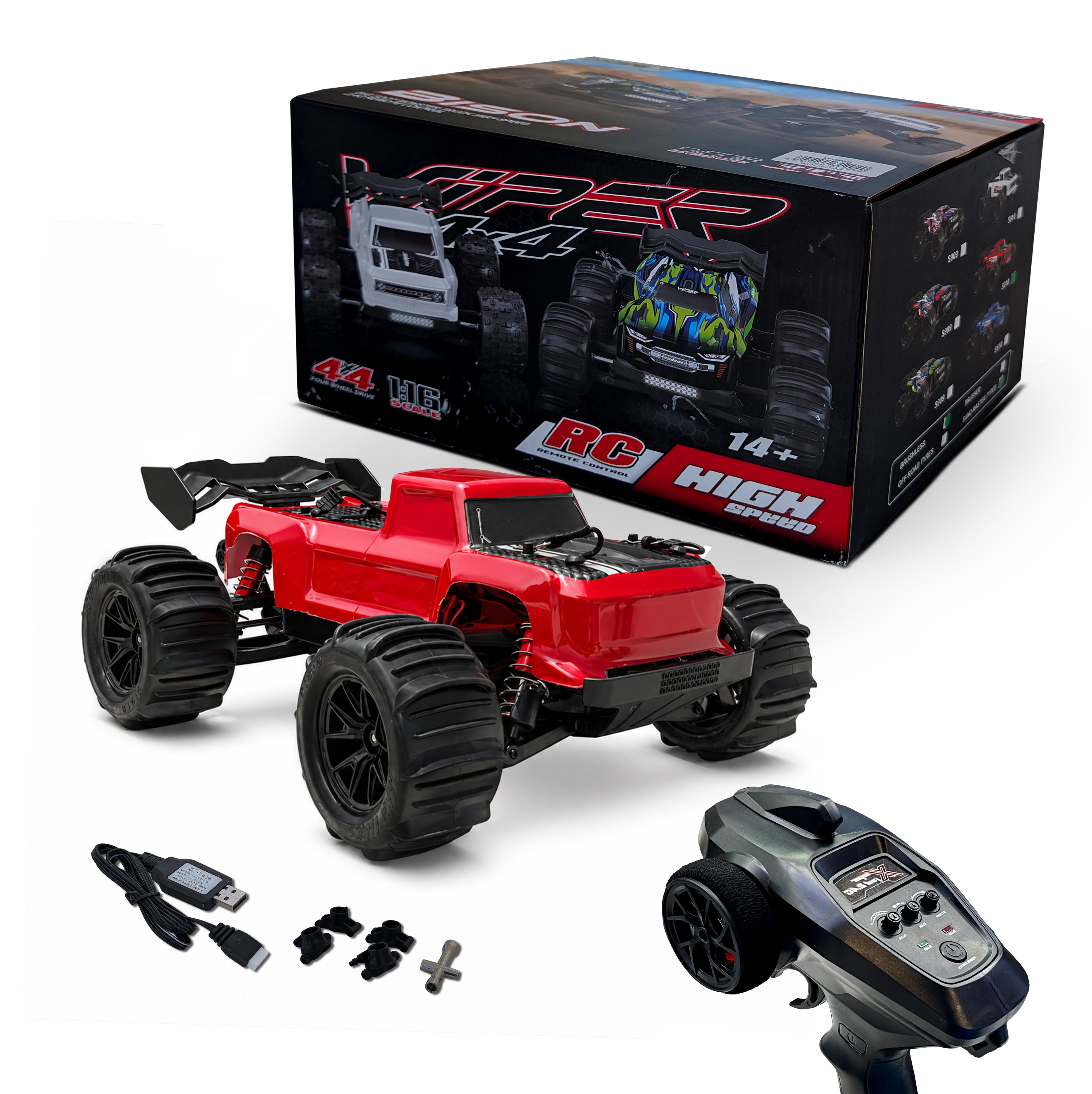 MYTOYS  S910 High-Speed 1:16 4WD Brushlees Remote Control Off-Road Truck - 60km/h Top Speed, LED Headlights, 2.4GHz Proportional Control