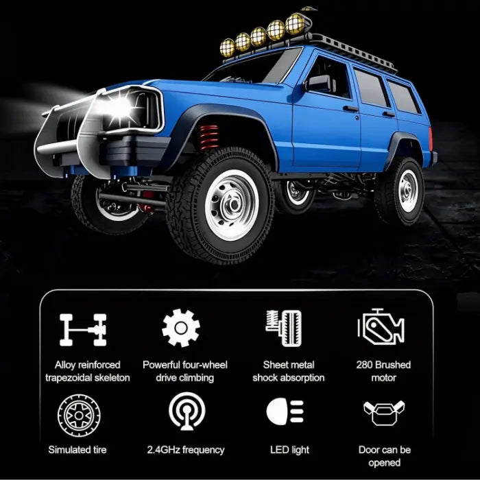 MN78 1/12 Scale 4WD RC Rock Crawler, Cherokee Off-Road Remote Control SUV Truck with 2.4GHz Proportional Control & LED Light System