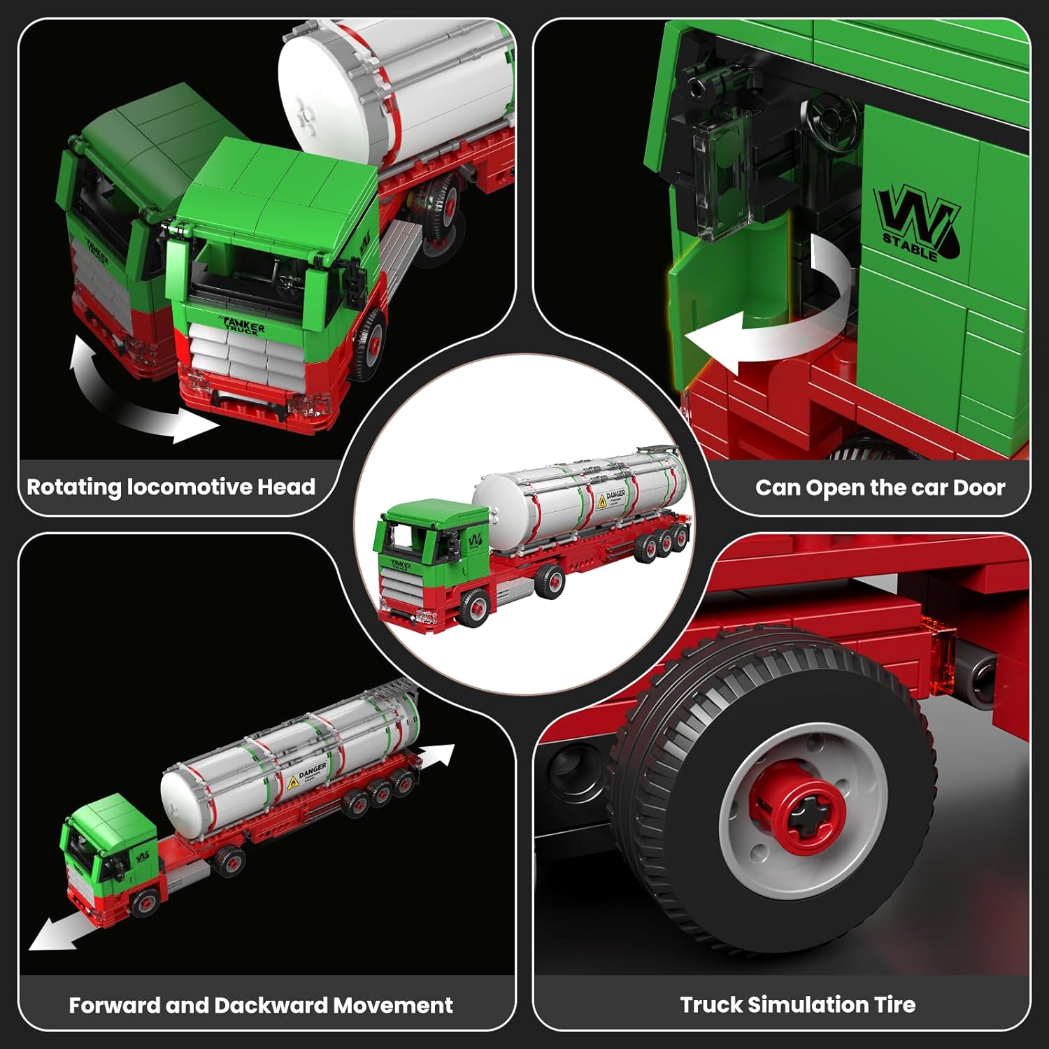 Mould King 24075 Tanker Truck Building Blocks Set – 556 Pcs Realistic Oil Transporter Scale Model Kit – STEM DIY Construction Toy & MOC Collectible Gift for Kids 4+ and Adults – 40cm Large Scale