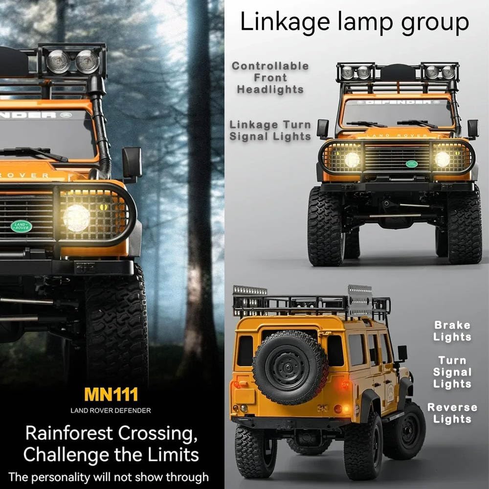 شاحنة MN-111C بمقياس 1/18، زاحفة تعمل بالتحكم عن بعد بنظام دفع رباعي 4WD، هيكل معدني وشاحنة صغيرة تعمل بالتحكم عن بعد مع محاور بوابية.