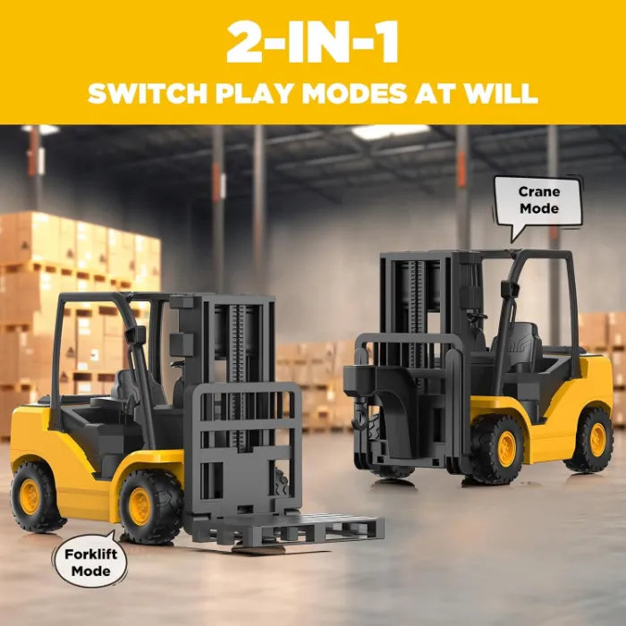HSTAR 1:12 Remote Control Forklift Toy – 9-Channel 2.4GHz RC Construction Vehicle with Lights, Sounds & 2 Attachments