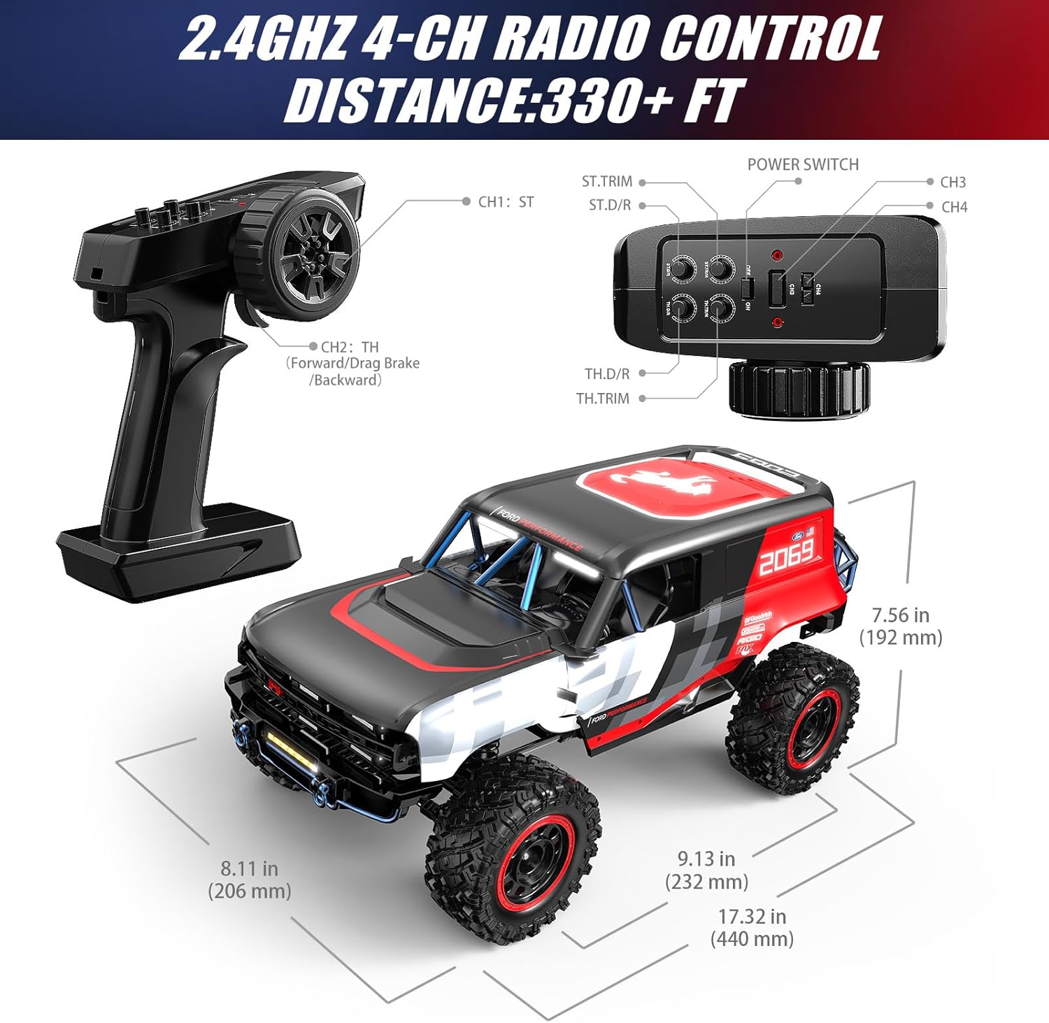 MJX H12P 1/12 Scale Ford Bronco R Brushless RC Rock Crawler (RTR)
