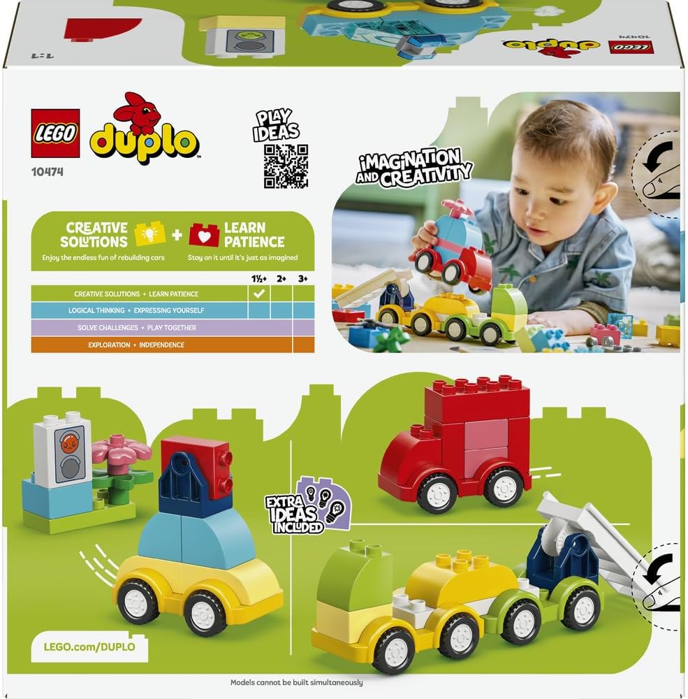 LEGO DUPLO Creative Vehicles 10474 – Montessori Learning Toy for 1+ Year Old Boys & Girls – Fine Motor Skills Development Vehicle Set (42 Bricks)