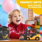 HSTAR 1:12 Remote Control Forklift Toy – 9-Channel 2.4GHz RC Construction Vehicle with Lights, Sounds & 2 Attachments