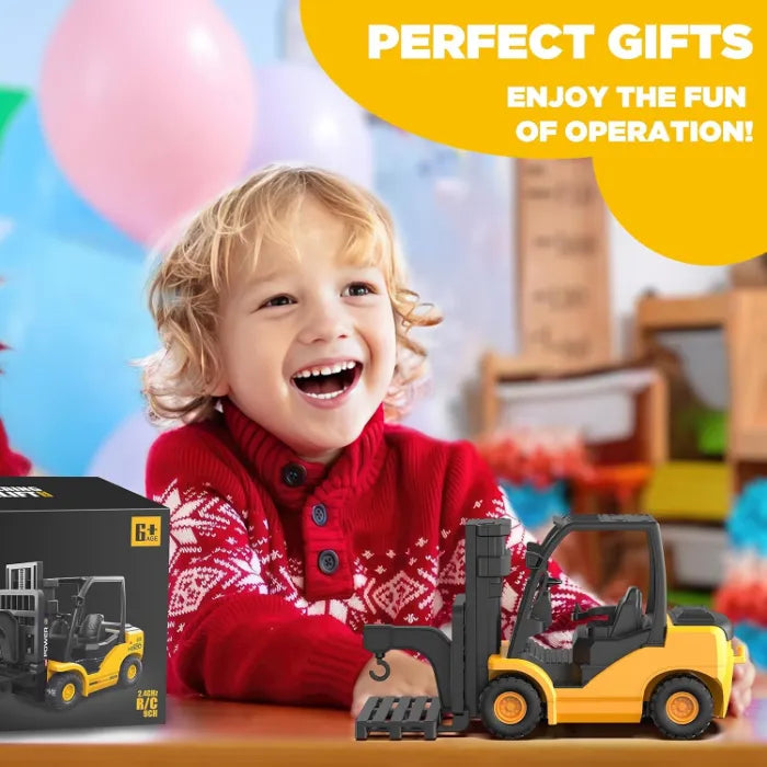 HSTAR 1:12 Remote Control Forklift Toy – 9-Channel 2.4GHz RC Construction Vehicle with Lights, Sounds & 2 Attachments