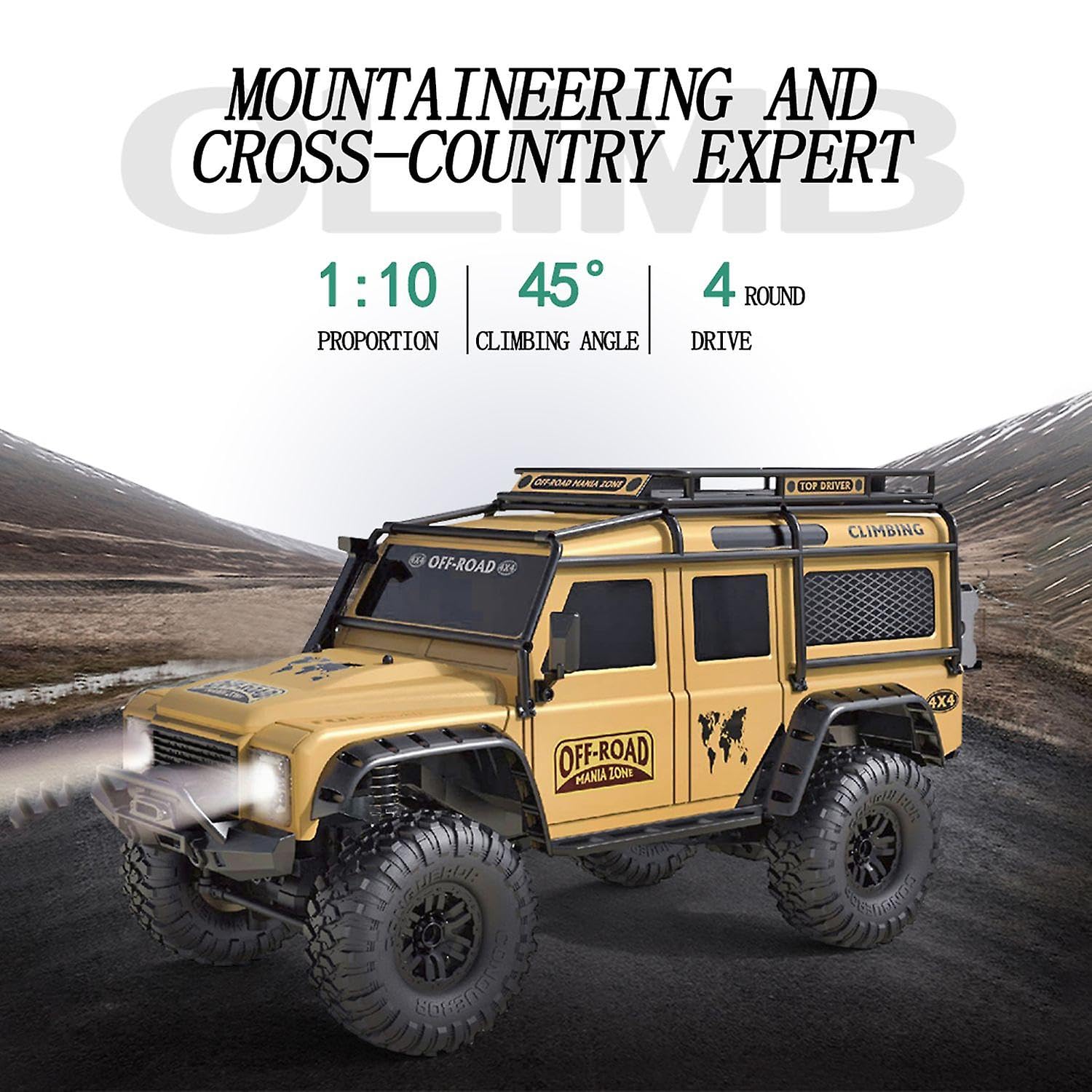 MYTOYS 1:10 Scale Large RC Rock Crawler – 4WD Off-Road Beast Climbing Truck, 15KM/H High Speed Remote Control Rally Car with LED Headlights, RTR Ready-to-Run All Terrain Monster Truck for Kids & Adults