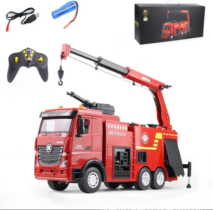 MYTOYS HUINA 1:18 Scale 2.4GHz Remote Control Fire Truck with Water Spray & Lights