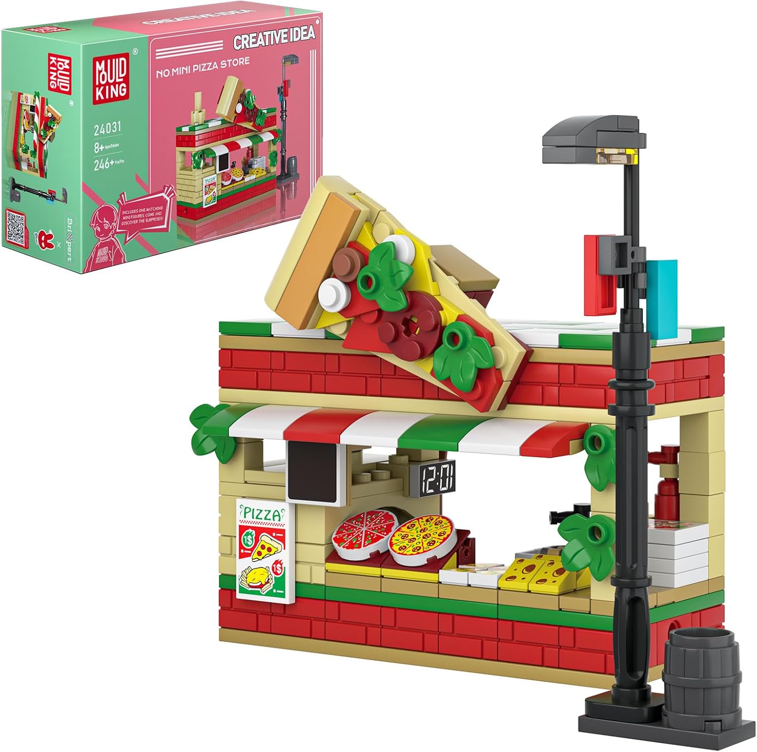 MYTOYS Modular Pizza Shop Street View Building Set – 246 Piece DIY Creator Architecture Kit