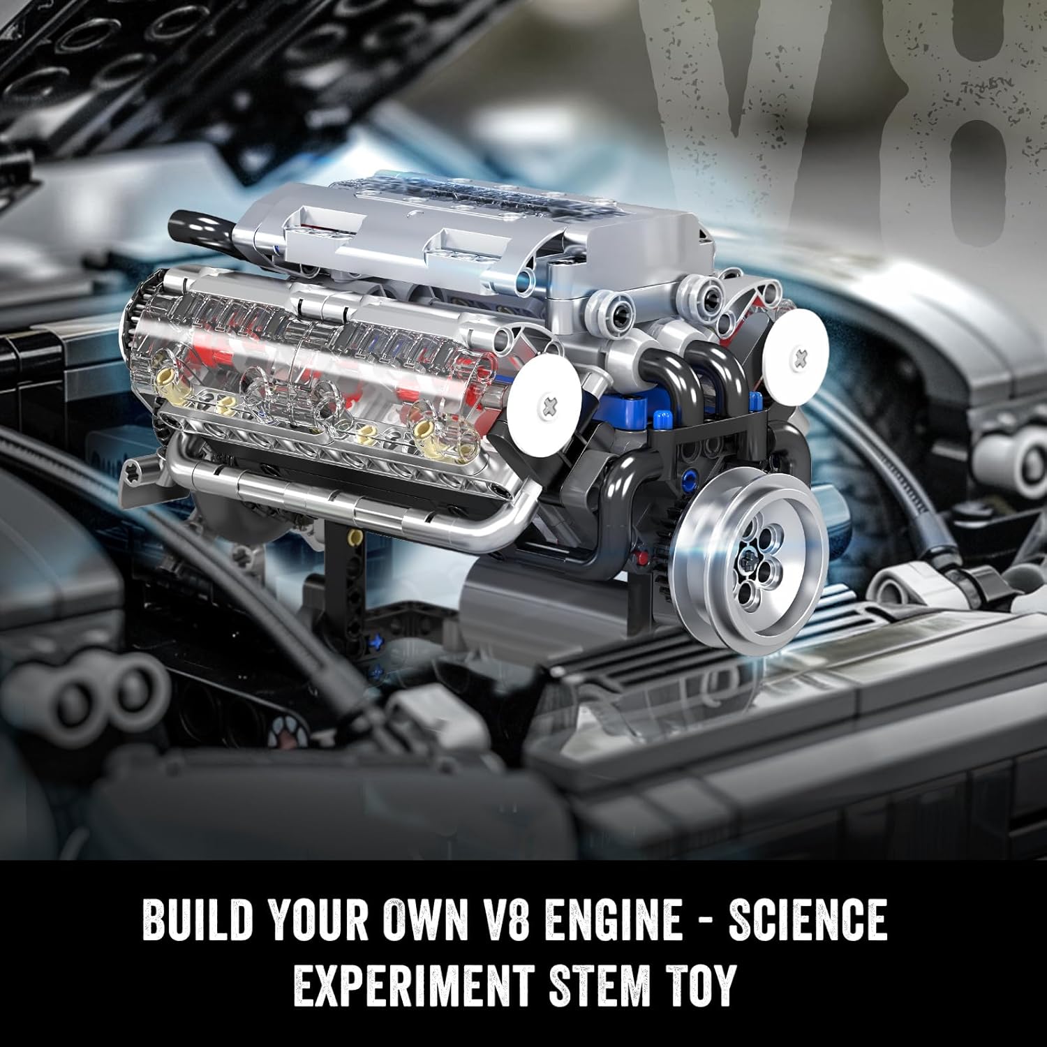 Mould King 10088 Technik V8 Motor – Motorized 535-Piece STEM Building Kit