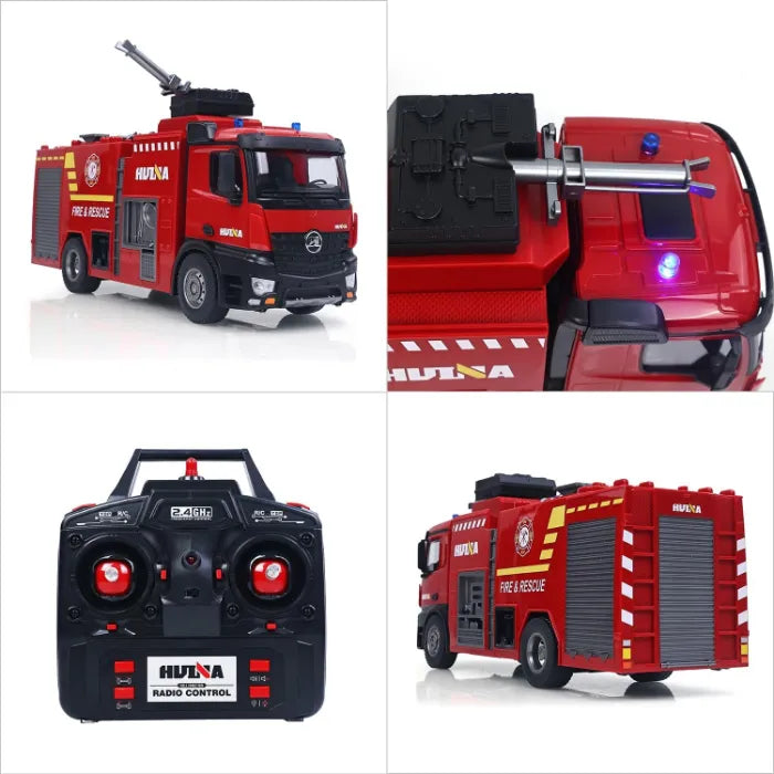 HuiNa 1/14 Scale 22CH RC Fire Truck with Working Water Spray Hose, Sound & Lights (CY1562 RTR)
