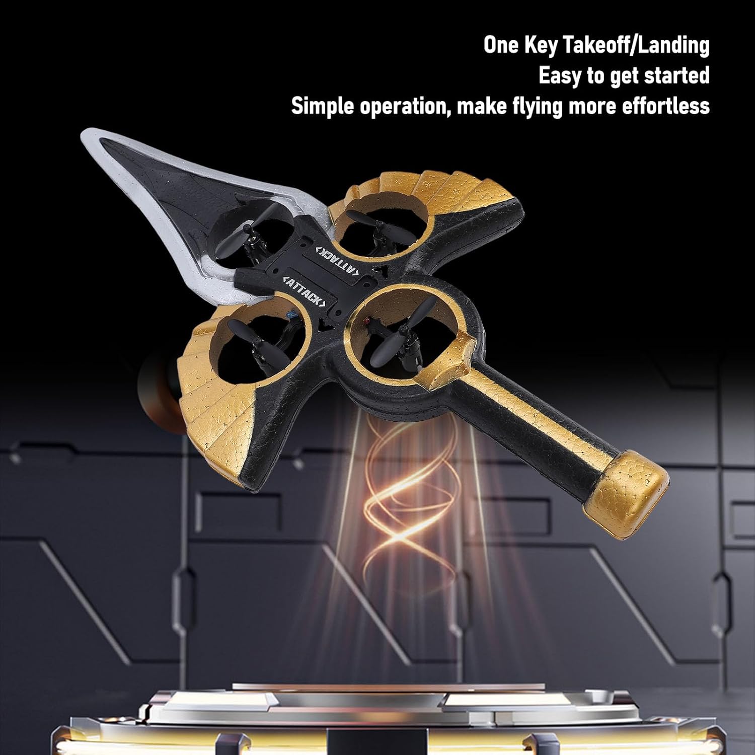 MYTOYS Flying Sword RC Drone – Futuristic Dual-Control Sword Quadcopter with Gesture & Remote Control