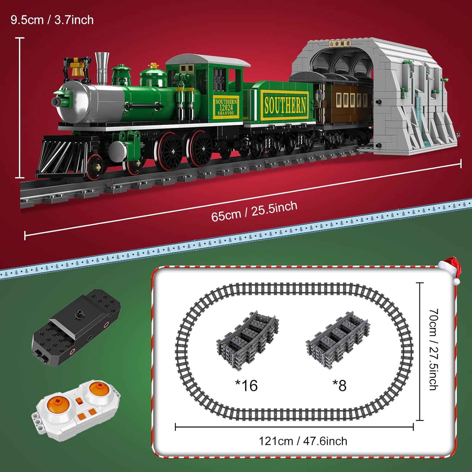 Mould King 12024 Technic Steam Locomotive – 1,212pcs App & Remote Control Train Set with Mountain Tunnel
