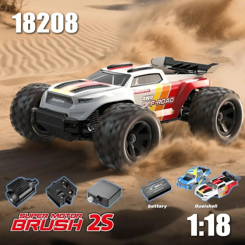 MJX Hyper Go 18208 1/18 Scale High-Speed 4WD Off-Road RC Truck – 35 km/h, 2.4GHz Control All-Terrain Remote Control Car with Adjustable Shocks