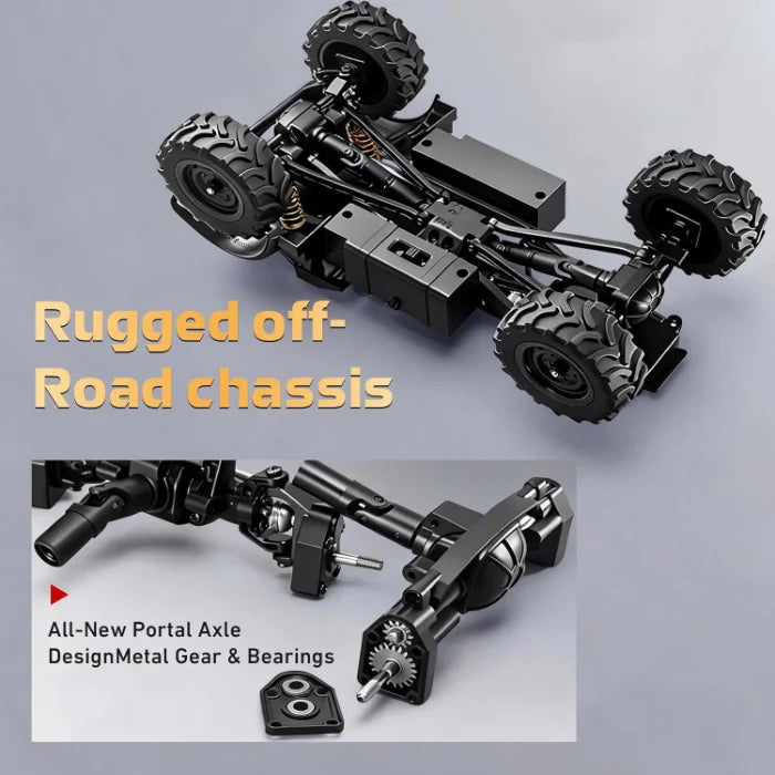 MN-333 1:18 Scale Off-Road RC Unimog Crawler — 4WD, Metal Alloy Body RC Truck, 2-Speed, LED Lights (RTR)