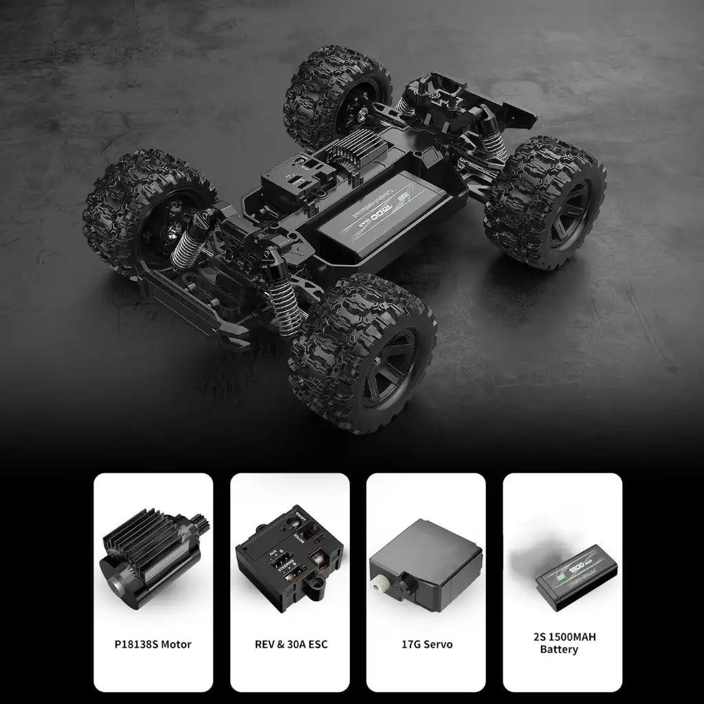 MJX Hyper Go 18208 1/18 Scale High-Speed 4WD Off-Road RC Truck – 35 km/h, 2.4GHz Control All-Terrain Remote Control Car with Adjustable Shocks
