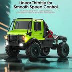 MN-333 1:18 Scale Off-Road RC Unimog Crawler — 4WD, Metal Alloy Body RC Truck, 2-Speed, LED Lights (RTR)