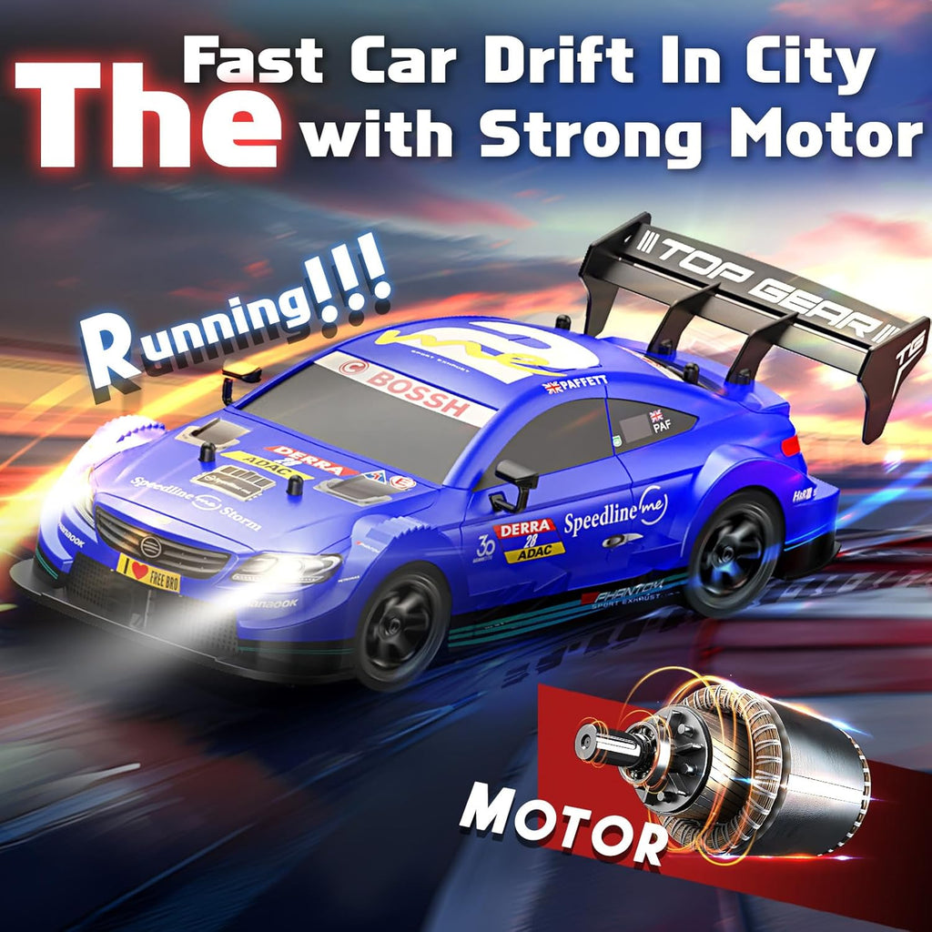 MY TOYS 1:16 Scale 4WD High-Speed RC Drift Car with LED Lights & Accessories