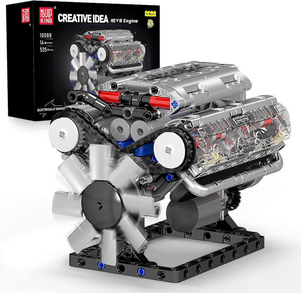 Mould King 10088 Technik V8 Motor – Motorized 535-Piece STEM Building Kit