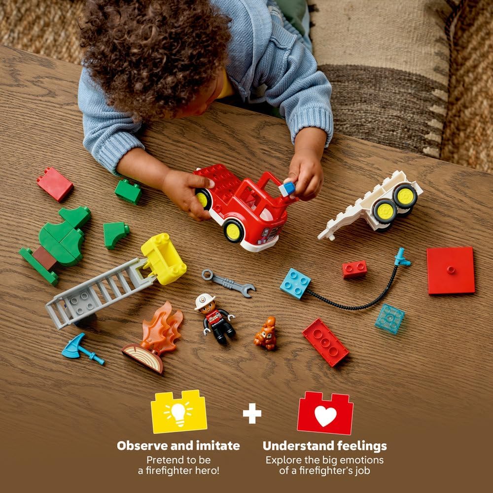 LEGO DUPLO Fire Engine 10473 – Educational Fire Truck Toy with Ladder, Hose, and Firefighter Figure – Gift for Toddlers 2