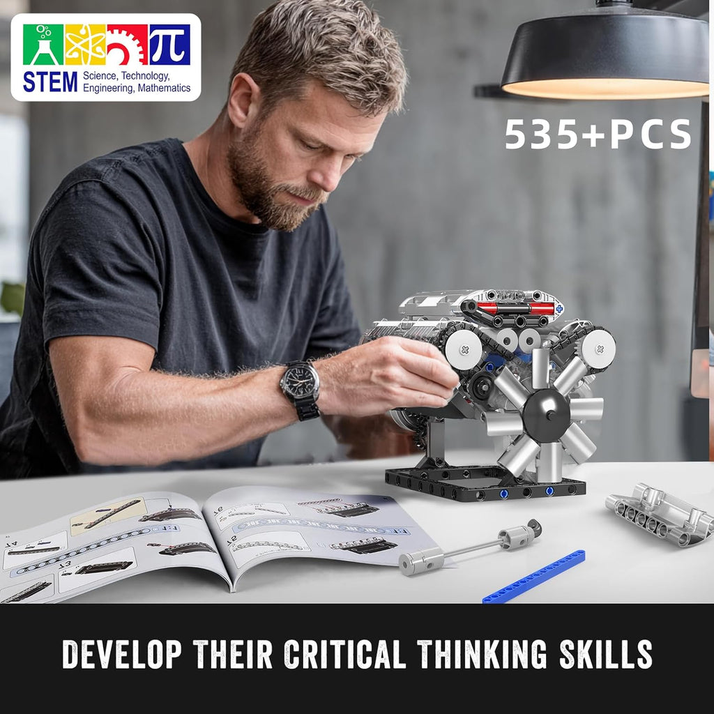 Mould King 10088 Technik V8 Motor – Motorized 535-Piece STEM Building Kit
