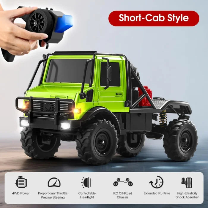 MN-333 1:18 Scale Off-Road RC Unimog Crawler — 4WD, Metal Alloy Body RC Truck, 2-Speed, LED Lights (RTR)
