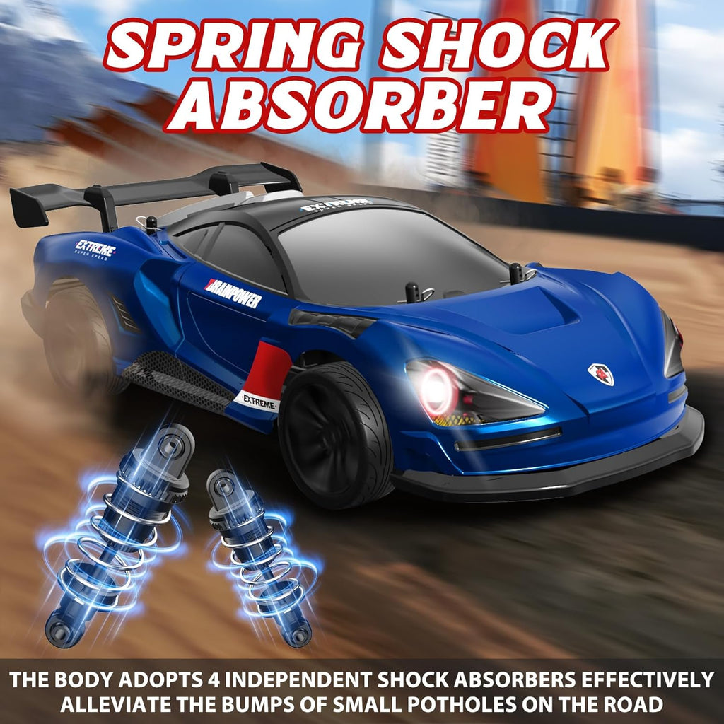MY TOYS 1/16 RC Drift Car 4WD – 38KM/H High-Speed Remote Control Car with 6 LED Light Modes, 1 Battery & Dual Tire Sets (Racing & Drifting) for Kids & Adults