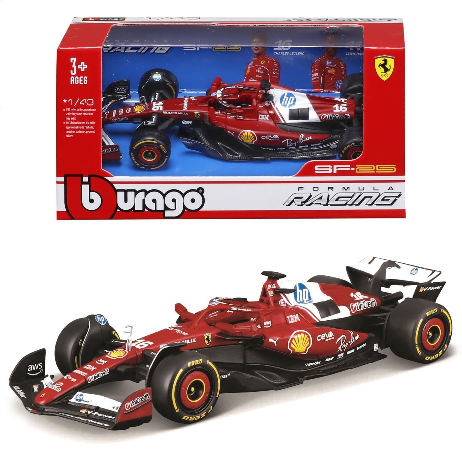 Bburago 1:43 Scale Formula 1 Diecast Model Car | F1 Racing Series Special Edition Collectible Miniature Miniature Car | Premium Injection Molded Metal & Plastic with Window Box Display