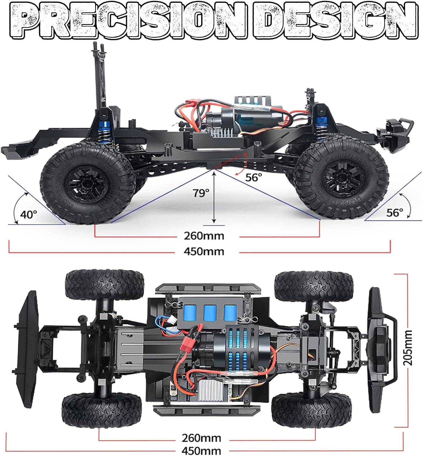 MYTOYS 1:10 Scale Large RC Rock Crawler – 4WD Off-Road Beast Climbing Truck, 15KM/H High Speed Remote Control Rally Car with LED Headlights, RTR Ready-to-Run All Terrain Monster Truck for Kids & Adults