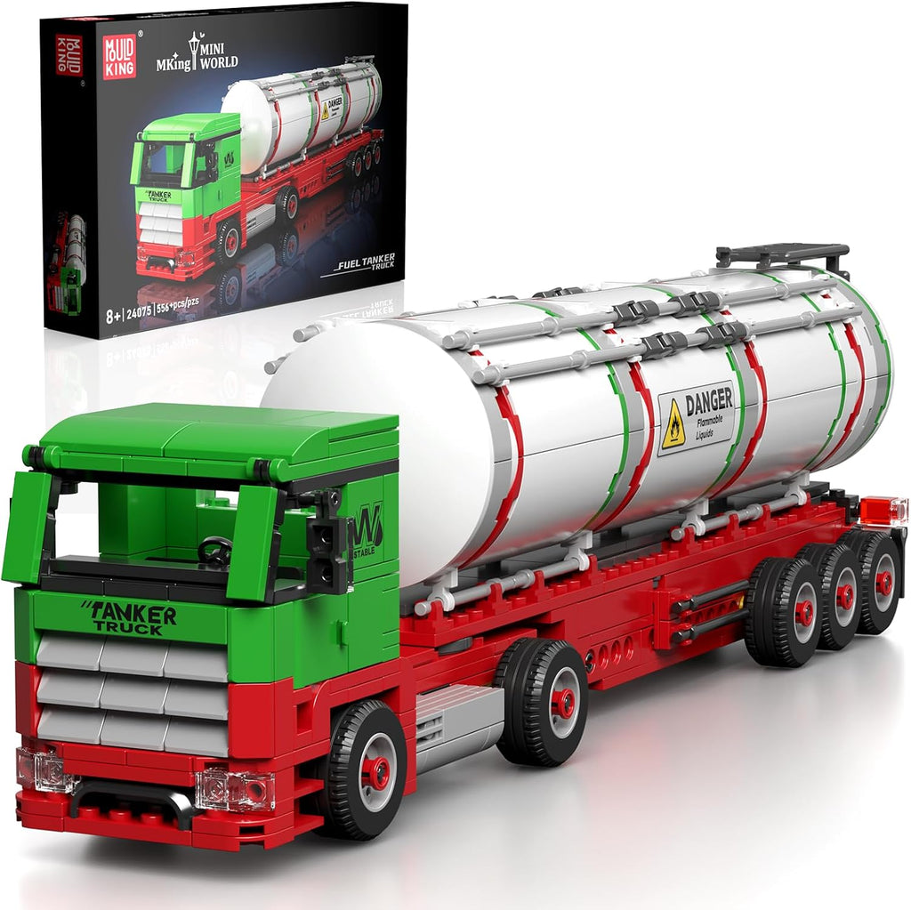 Mould King 24075 Tanker Truck Building Blocks Set – 556 Pcs Realistic Oil Transporter Scale Model Kit – STEM DIY Construction Toy & MOC Collectible Gift for Kids 4+ and Adults – 40cm Large Scale