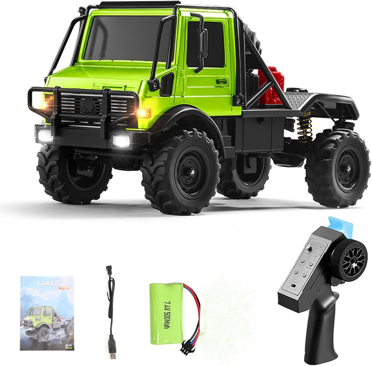 MN-333 1:18 Scale Off-Road RC Unimog Crawler — 4WD, Metal Alloy Body RC Truck, 2-Speed, LED Lights (RTR)