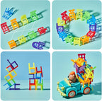 MYToys Electric Truck Toy, 48 Stacking Chairs, Yellow Animal Theme Bear Pickup Car, Montessori Educational Color Recognition Stacking Game, Toddlers and Kids Age 3+