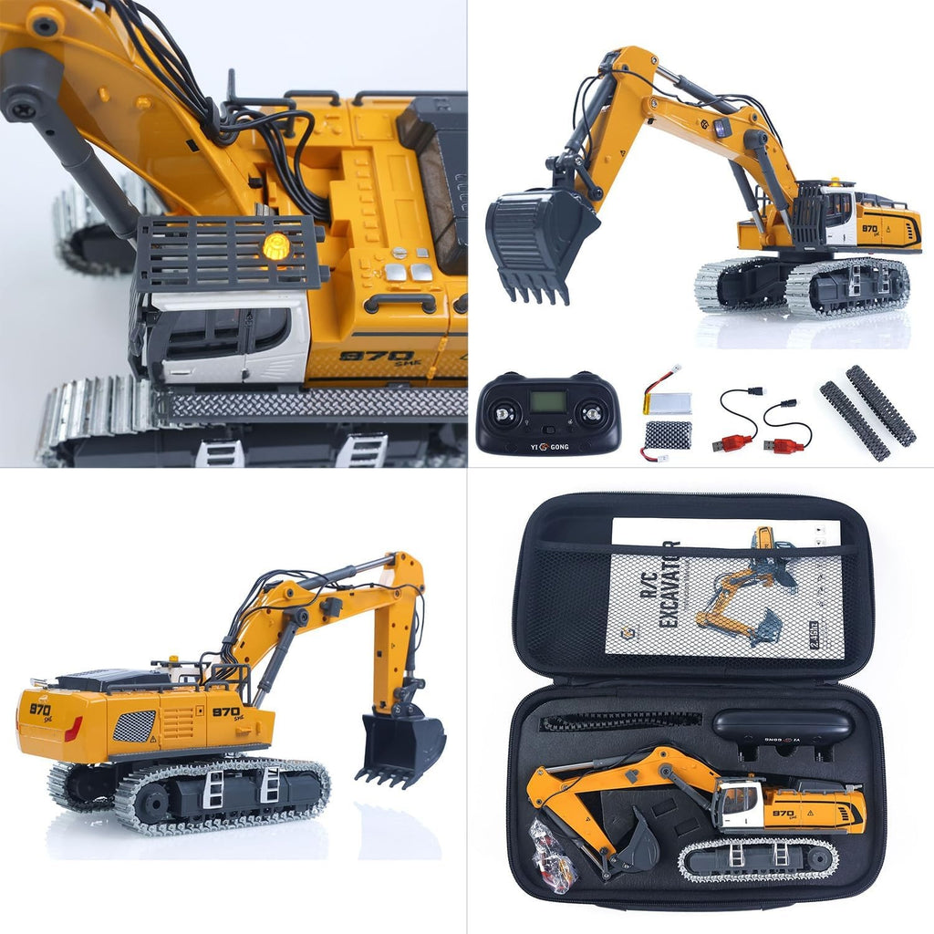 Mytoys 1/50 RC Excavator K970 Metal Engineering Digger Toy with Remote Control, Lights, and Soun