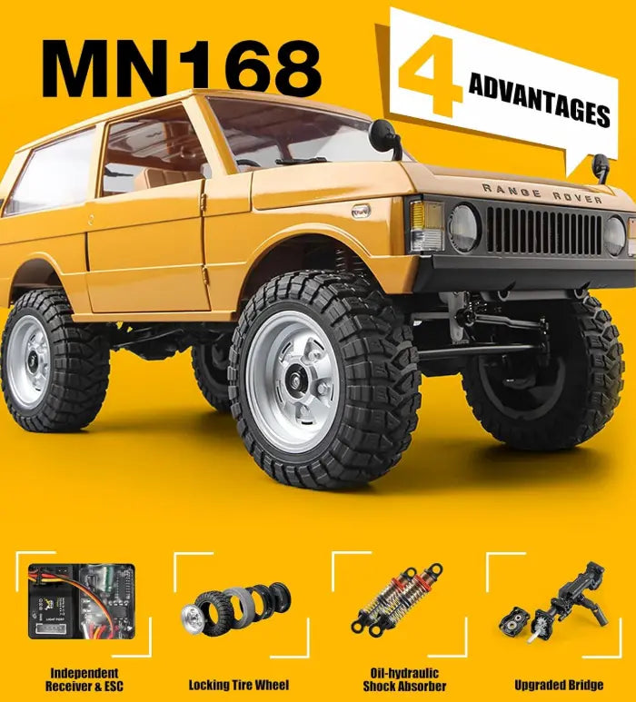 MN-168 1/12 RC Crawler - Classic 1970s Styling, 4WD, 280 Motor, 100m Range, 40-Min RTR