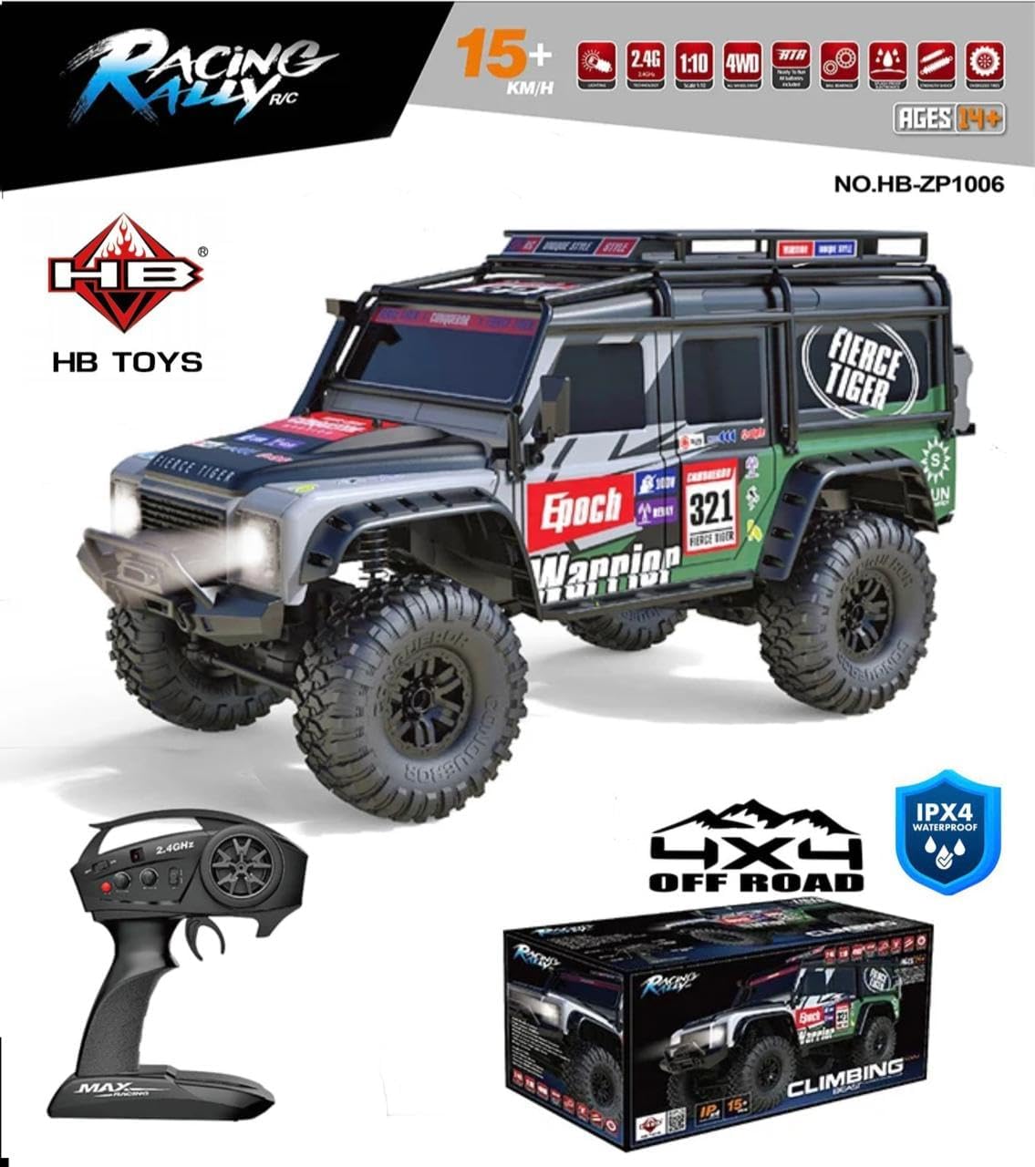 MY TOYS 1/10 Scale 4WD RC Rock Crawler – Hobby Grade Off-Road RTR Remote Control Truck (ABS Hard Shell & LED Lights)