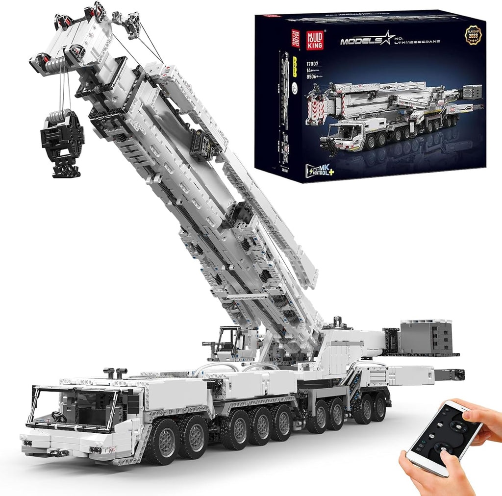 Mould King 17007 RC Liebherr LTM 11200 Technic Crane | 8506 Pcs Flagship Building Kit | 160cm Height 20-Motor Remote Control Heavy Truck