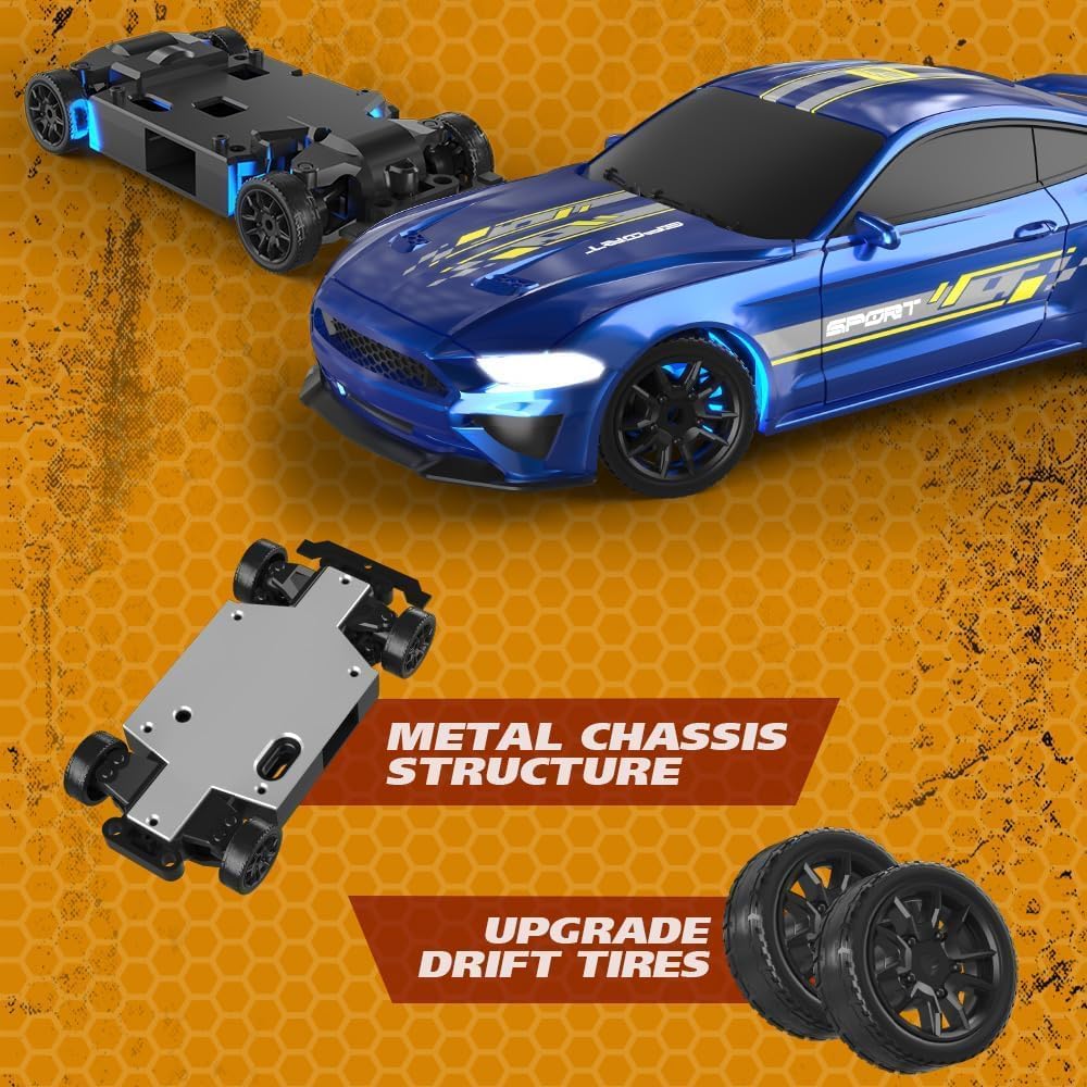 Mytoys™ Lightning 1/43 Scale Mini RC Drift Car – 4WD Metal Chassis & LED Underglow (RTR)