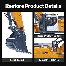 Mytoys 1/50 RC Excavator K970 Metal Engineering Digger Toy with Remote Control, Lights, and Soun