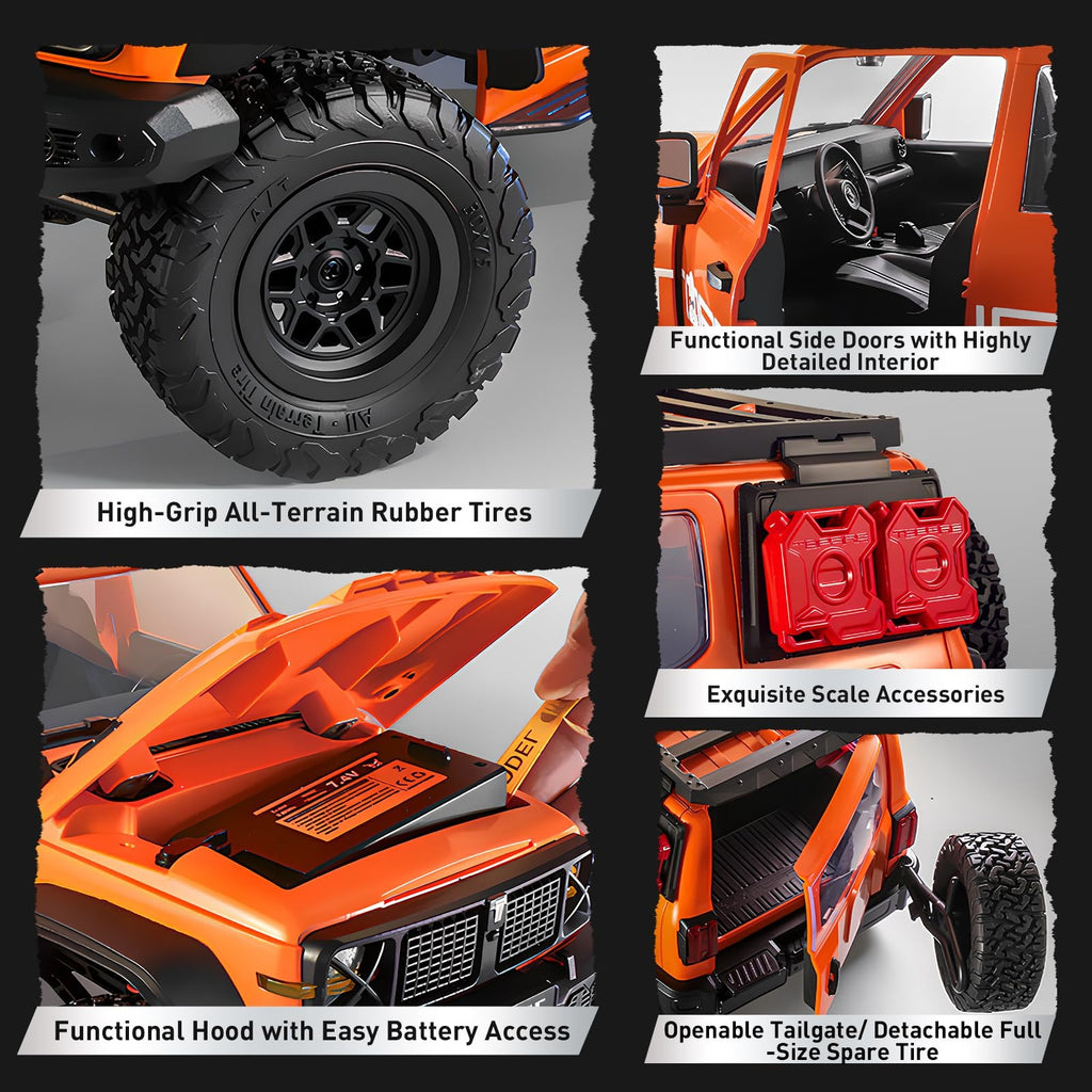 MYTOYS MN300 1/12 Scale 4x4 RC Crawler – Hobby Grade Wrangler-Style Off Road Remote Control Truck (2-Speed, LED Lights)