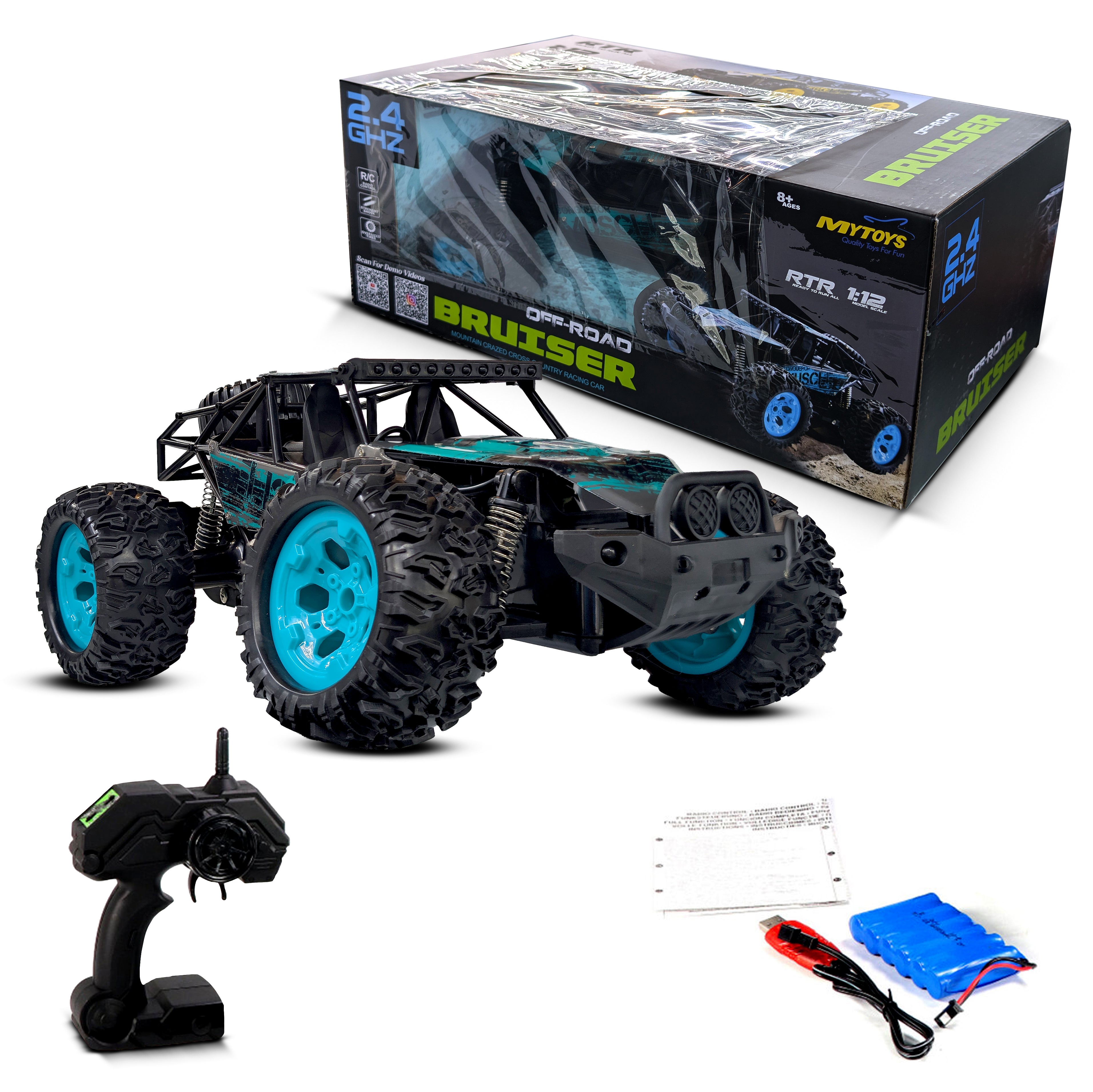 High‑Speed Die‑Cast Metal RC Rock Crawler Racing Car - 20 km/h, 2.4GHz, 4WD Off‑Road RC Car for Kids (4+)