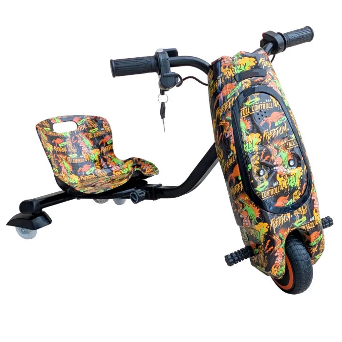 36V Electric Drift Scooter for Kids (Ages 4+) - 3-Speed Modes, 360° Rotating Tricycle, Bluetooth Music, Multicolor LED Lights, 250W Brushless Motor, Max Speed 15km/h, Includes Helmet & Safety Gears