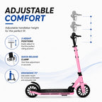 MYTOYS Premium Foldable Kick Scooter – Adjustable Height (90–100 cm), Big PU Wheels & Kickstand for Kids & Teens | White