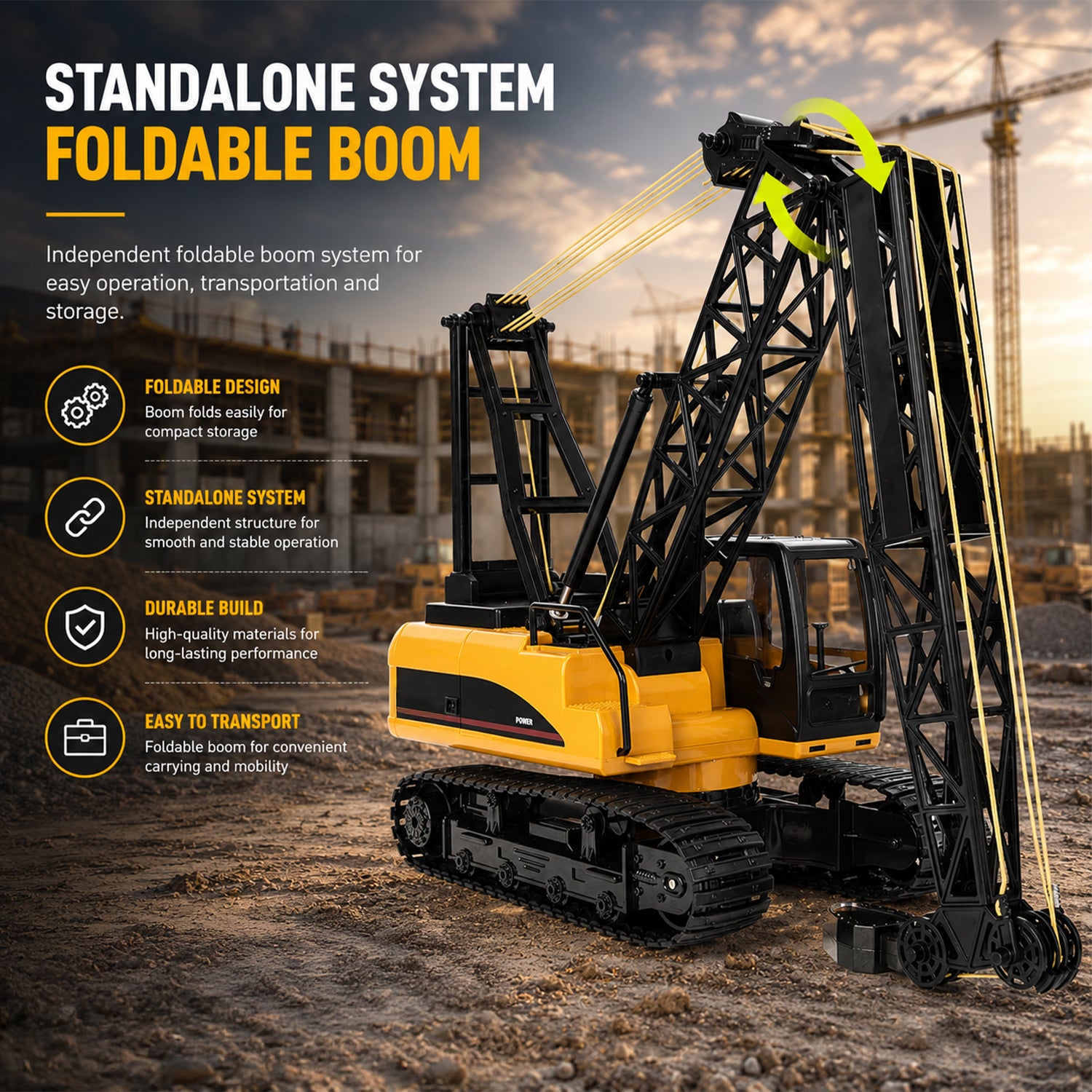 MYTOYS 1572 1:14 Scale RC Crawler Crane | 15-Channel Remote Control Construction Vehicle
