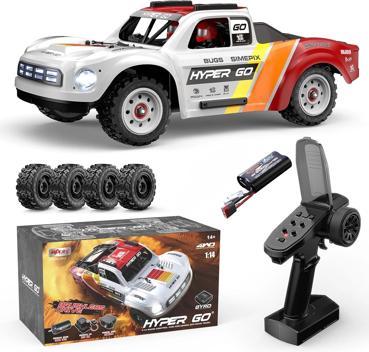 Mytoys MJX Hyper GO 14211 1/14 Brushless 4X4 RC Desert Truck (45 MPH / 72 KM/H)