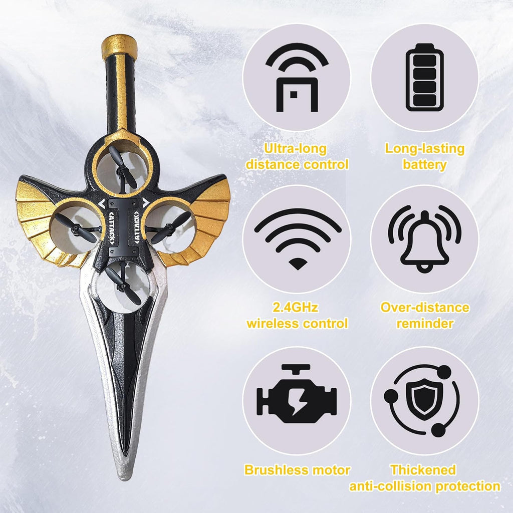 MYTOYS Flying Sword RC Drone – Futuristic Dual-Control Sword Quadcopter with Gesture & Remote Control