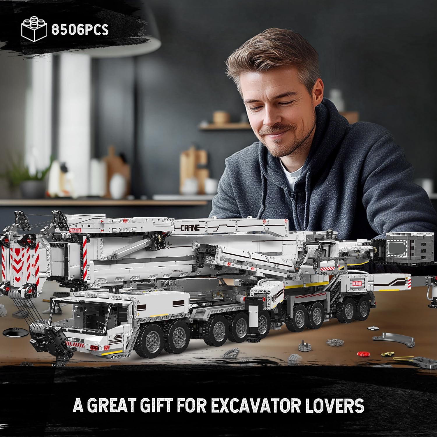 Mould King 17007 RC Liebherr LTM 11200 Technic Crane | 8506 Pcs Flagship Building Kit | 160cm Height 20-Motor Remote Control Heavy Truck